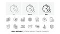 Report document, Time management and Timer line icons. For web app, printing. Line icons. Vector