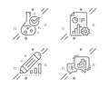 Report, Edit statistics and Chemistry lab icons set. Graph chart sign. Vector