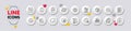 Report, Euler diagram and English line icons. For web app, printing. White buttons 3d icons. Vector