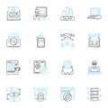 Report generation linear icons set. Analytics, Automation, Business, Data, Dashboards, Document, Excel line vector and