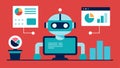 Report Generation A robot creating a report on a computer watching charts animate into sight as it compiles data from Royalty Free Stock Photo