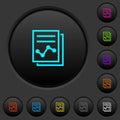 Report with graph dark push buttons with color icons