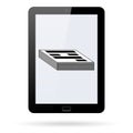 Black report icon isolated on a realistic tablet.