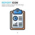 Report icon vector with outline color style isolated on white background. Vector illustration result sign symbol icon concept Royalty Free Stock Photo