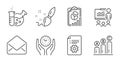 Report, Technical documentation and Graph chart icons set. Safe time, Mail and Chemistry lab signs. Vector Royalty Free Stock Photo