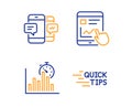 Report timer, Smartphone sms and Internet report icons set. Education sign. Vector
