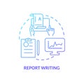 Report writing blue gradient concept icon