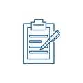 Report writing line icon concept. Report writing flat vector symbol, sign, outline illustration.