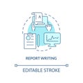 Report writing turquoise concept icon