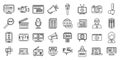 Reportage icons set outline vector. Interview news