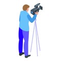 Reportage street video cameraman icon, isometric style Royalty Free Stock Photo