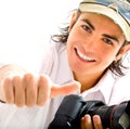 Reporter with camera Royalty Free Stock Photo