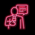 reporter news neon glow icon illustration