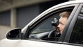 Reporter secretly taking photo sitting in auto, spying paparazzi, exclusive