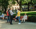 Reporters taking an interview with bypassers Royalty Free Stock Photo