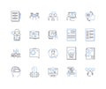 Daily reporting line icons collection. Progress, Updates, Consolidation, Insights, Communication, Follow-up, Feedback