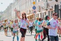Reporting shootings of marathon Colorrun Kiev 2017 Royalty Free Stock Photo