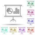 Reports in presentation multi color icon. Simple thin line, outline vector of security icons for ui and ux, website or mobile Royalty Free Stock Photo