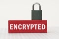 On the reports there is a red block with the inscription - encrypted and a lock. Royalty Free Stock Photo