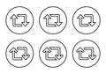 Repost line icon set on circle outline