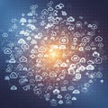 Represent different cloud services, technology concepts, and Royalty Free Stock Photo