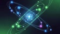 Representation of an atomic structure featuring a central nucleus with Royalty Free Stock Photo