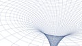 Black hole in wireframed blue grid - 3D rendering illustration