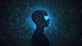 Representation of ethical AI integration through AI circuit, human silhouette, and heart. AI ethics