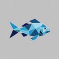 Representation of a fish composed of various blue and teal triangles against Royalty Free Stock Photo