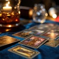Representation of fortune teller and tarot cards. Royalty Free Stock Photo