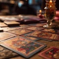 Representation of fortune teller and tarot cards. Royalty Free Stock Photo