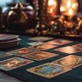 Representation of fortune teller and tarot cards. Royalty Free Stock Photo