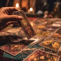 Representation of fortune teller and tarot cards. Royalty Free Stock Photo