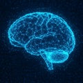 Representation of a human brain composed of interconnected neon blue Royalty Free Stock Photo