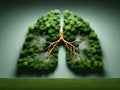 Representation of human lungs in the form of lush green grass and healthy trees, health day concept