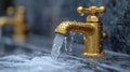 Representation of a rustic tap with water cascading down. Royalty Free Stock Photo