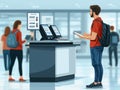 A representation of a service desk in a retail or business environment, emphasizing customer access.