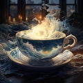 Representation of a storm in a teacup.