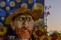 Representation of Vincent Van Gogh and the famous `Starry night` painting at the Carnival of Viareggio, Italy