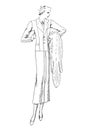 Representation of women`s fashion in the 1920s - Vintage Illustration