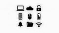 Representations Include a Laptop, Cloud, Padlock, Remote Control, Computer Mouse, Battery, Royalty Free Stock Photo