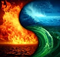 Natural elements water, wind, earth and fire icon