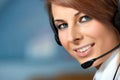 Representative call center woman with headset. Royalty Free Stock Photo