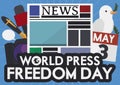 Representative Elements for Journalism during World Press Freedom Day, Vector Illustration