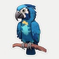 Representative sticker of fictional blue macaw, created in AI in high quality