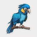 Representative sticker of fictional blue macaw, created in AI in high quality