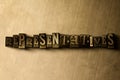 REPRESENTATIVES - close-up of grungy vintage typeset word on metal backdrop