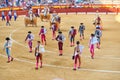 Alicante / Spain - 08 03 2018: Representing young bullfighters before the battle with the bulls Royalty Free Stock Photo