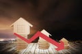 Real estate economy, housing prices fall, bear market, downturn Royalty Free Stock Photo