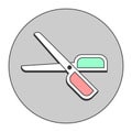 scissors symbol - hairdresser barber stylist - orange green grey - vector icon